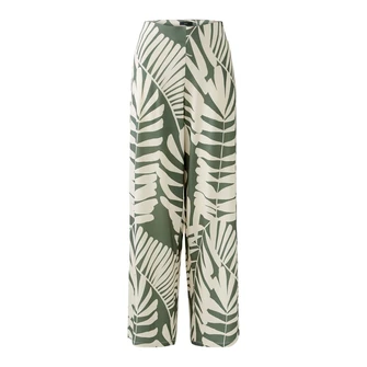 Oui Dames Broek 0092808 Groen dessin