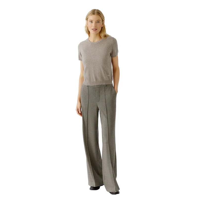Oui Dames Broek 0094443 Zwart dessin
