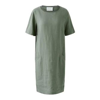 Oui Dames Jurk 0092872 Khakigroen