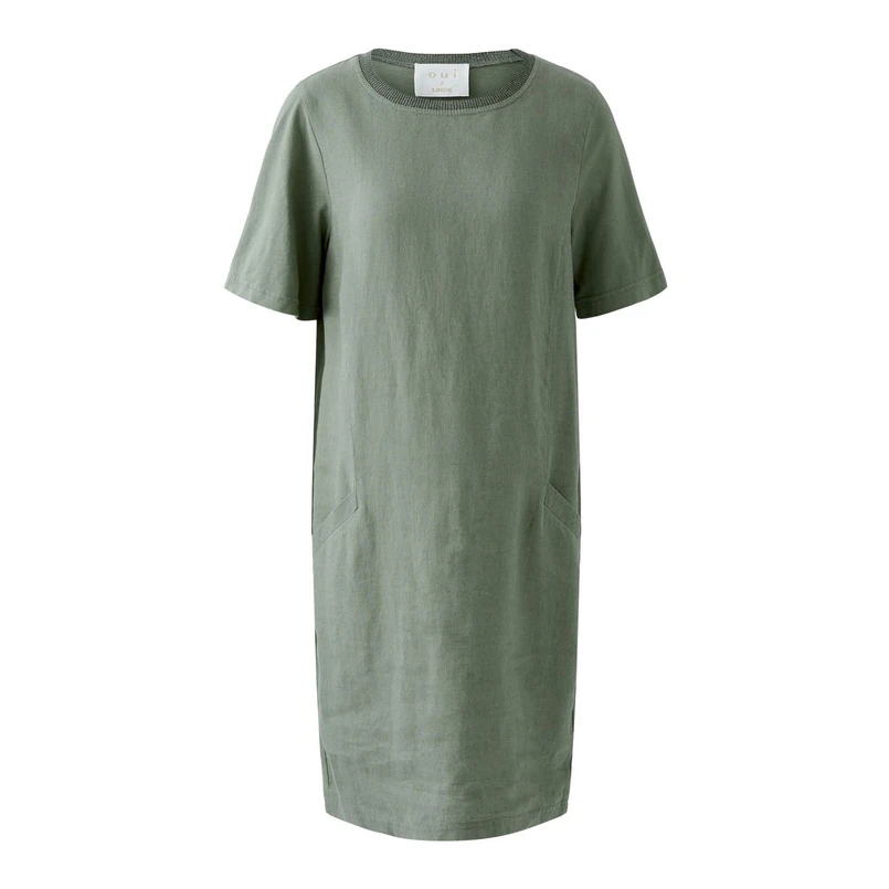Oui Dames Jurk 0092872 Khakigroen