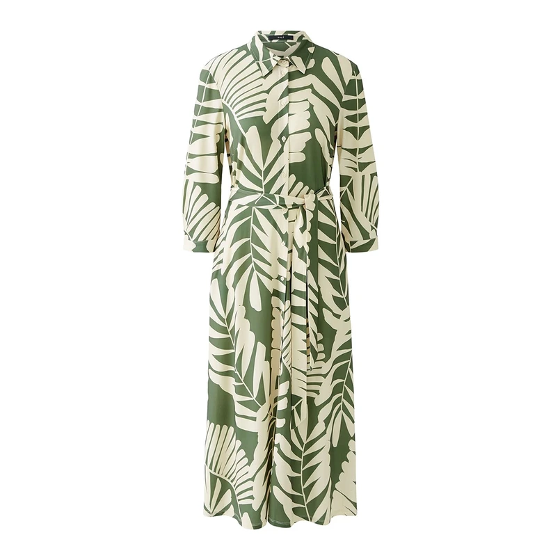 Oui Dames Jurk 0093501 Groen dessin