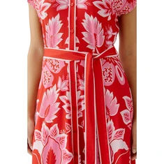 Oui Dames Jurk 0093603 Rood dessin