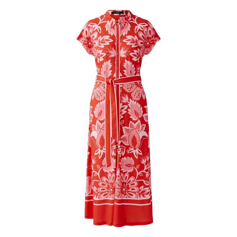 Oui Dames Jurk 0093603 Rood dessin
