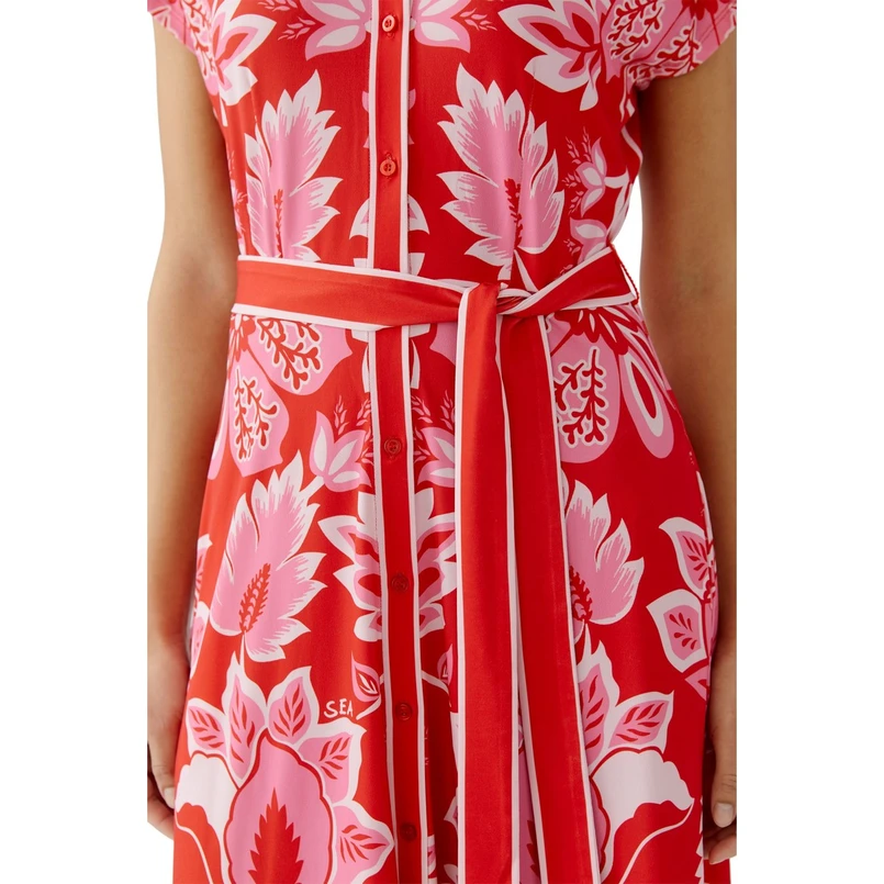 Oui Dames Jurk 0093603 Rood dessin