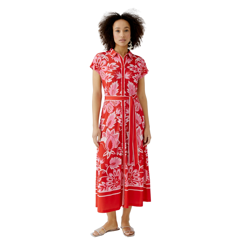 Oui Dames Jurk 0093603 Rood dessin