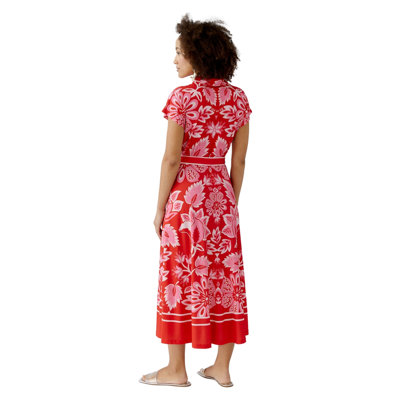Oui Dames Jurk 0093603 Rood dessin