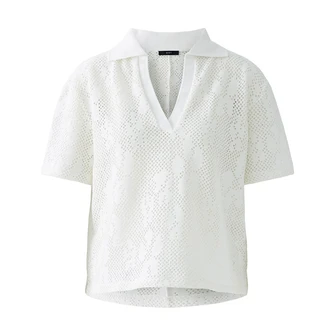 Oui Dames Polo 0092988 OFF-WHITE