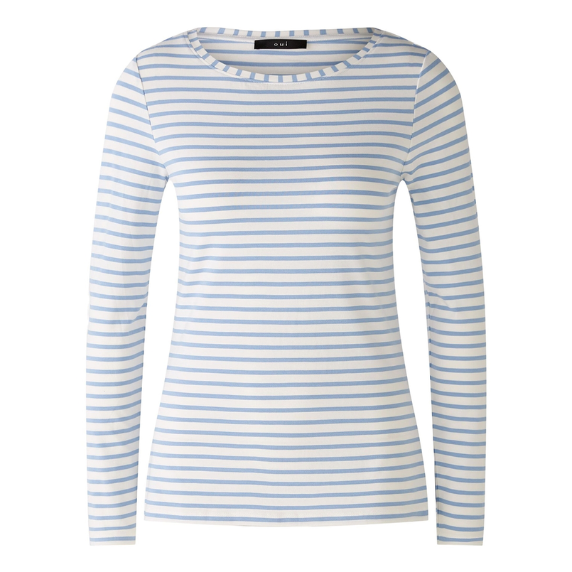 Oui Dames Top 0088220 WIT DESSIN
