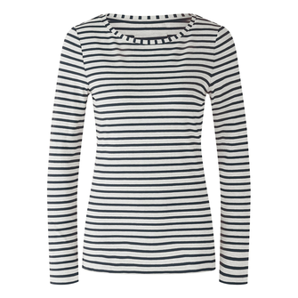 Oui Dames Top 0088220 Zwart dessin