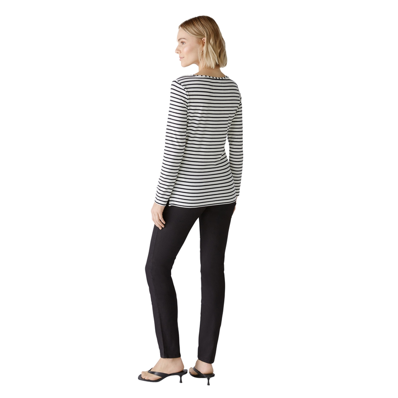 Oui Dames Top 0088220 Zwart dessin