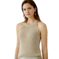 Oui Dames Top 0093301 Beige