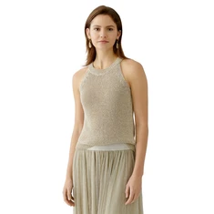 Oui Dames Top 0093301 Beige