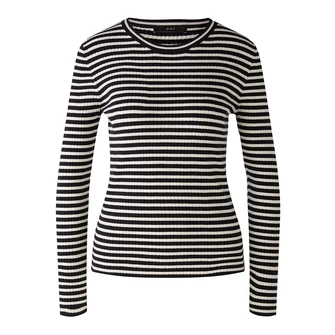 Oui Dames Trui 0090776 Zwart dessin