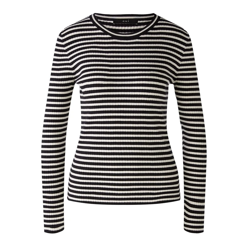 Oui Dames Trui 0090776 Zwart dessin