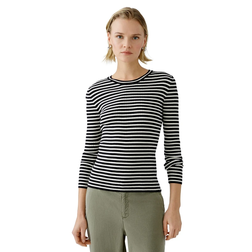 Oui Dames Trui 0090776 Zwart dessin