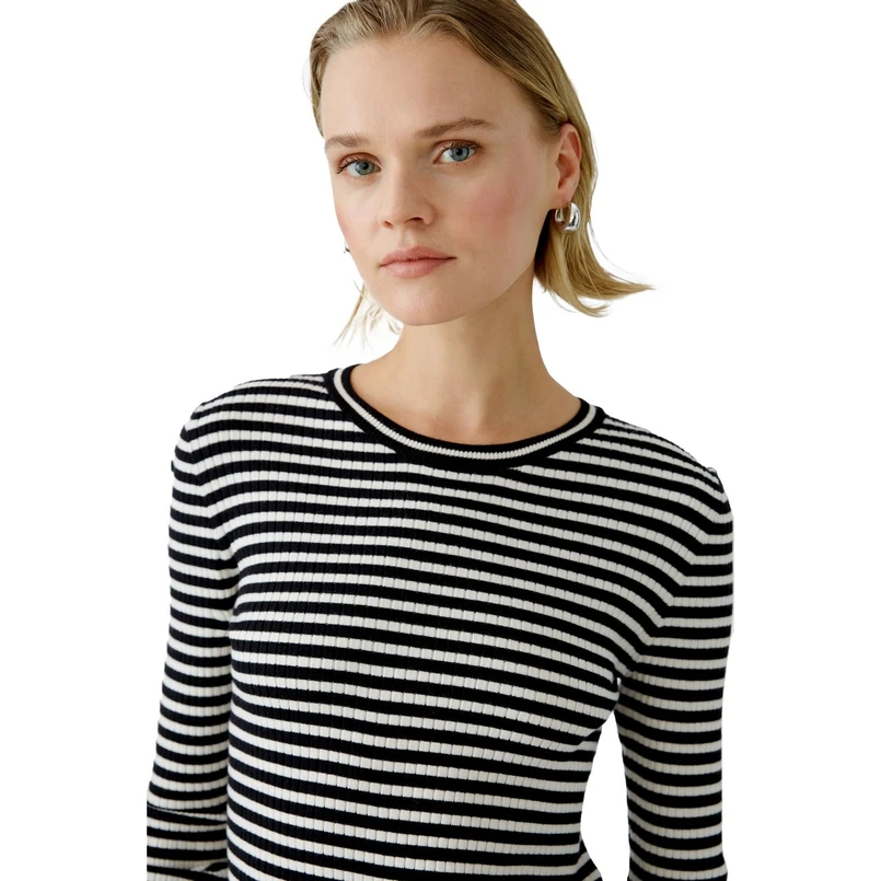 Oui Dames Trui 0090776 Zwart dessin