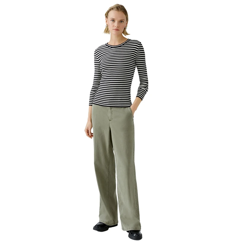 Oui Dames Trui 0090776 Zwart dessin