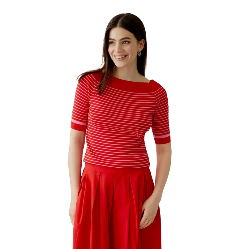 Oui Dames Trui 0092961 Rood dessin