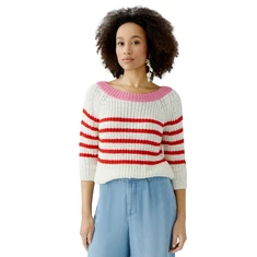 Oui Dames Trui 0092971 WIT DESSIN