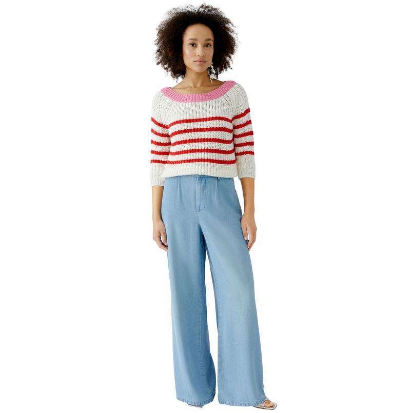 Oui Dames Trui 0092971 WIT DESSIN