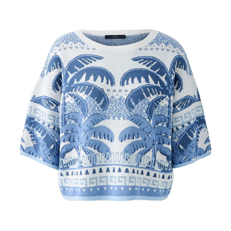 Oui Dames Trui 0093170 Bleu