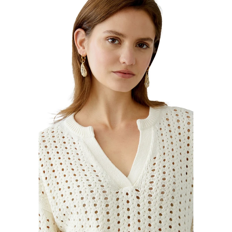 Oui Dames Trui 0093321 OFF-WHITE