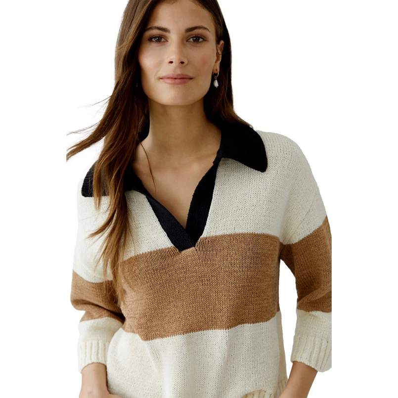 Oui Dames Trui 0093716 Camel