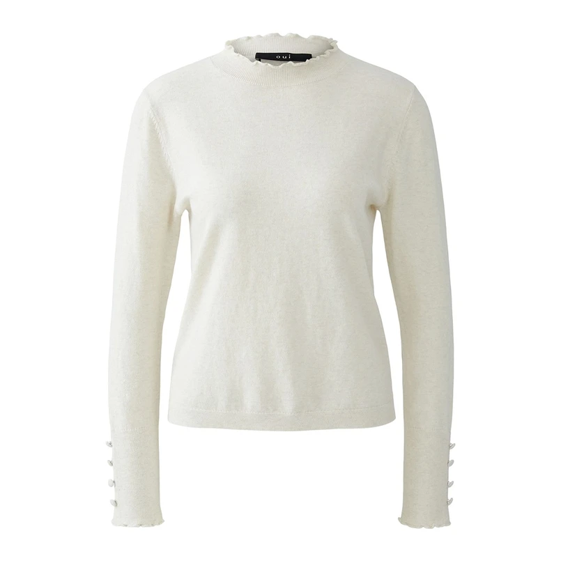 Oui Dames Trui 0094277 OFF-WHITE