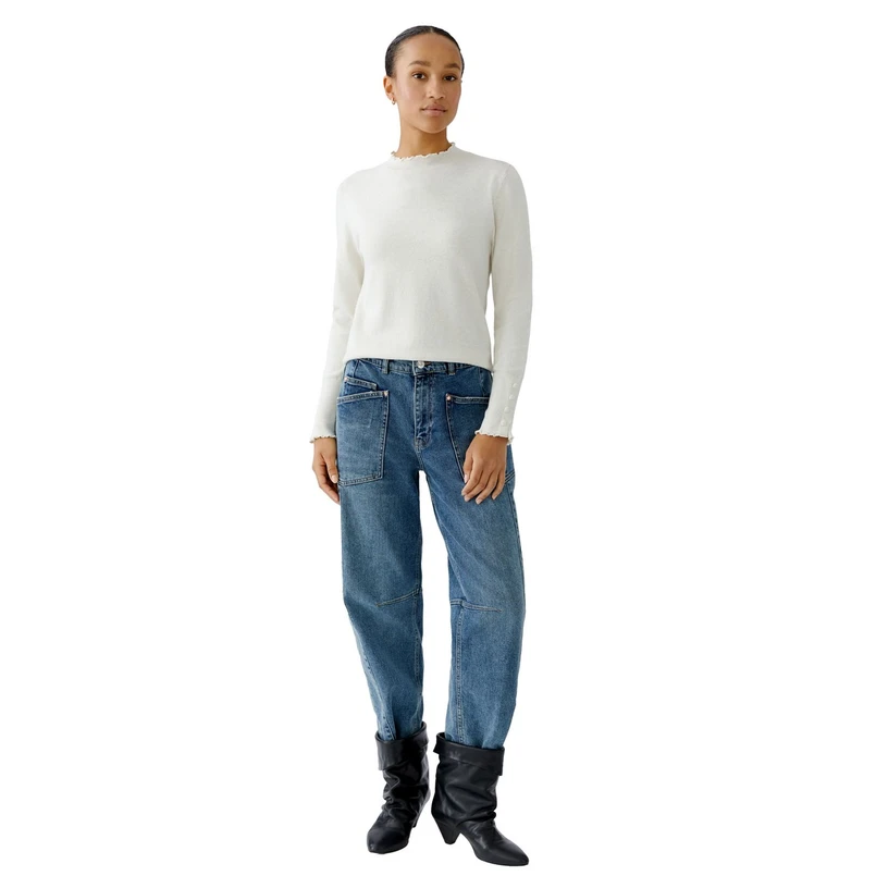 Oui Dames Trui 0094277 OFF-WHITE