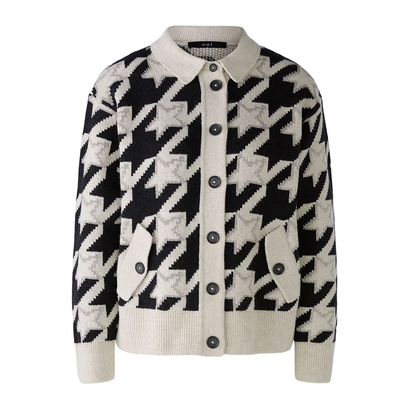 Oui Dames Vest 0090045 Zwart dessin