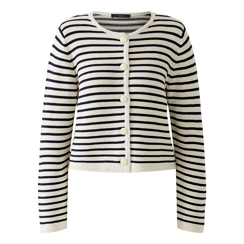 Oui Dames Vest 0091966 WIT DESSIN