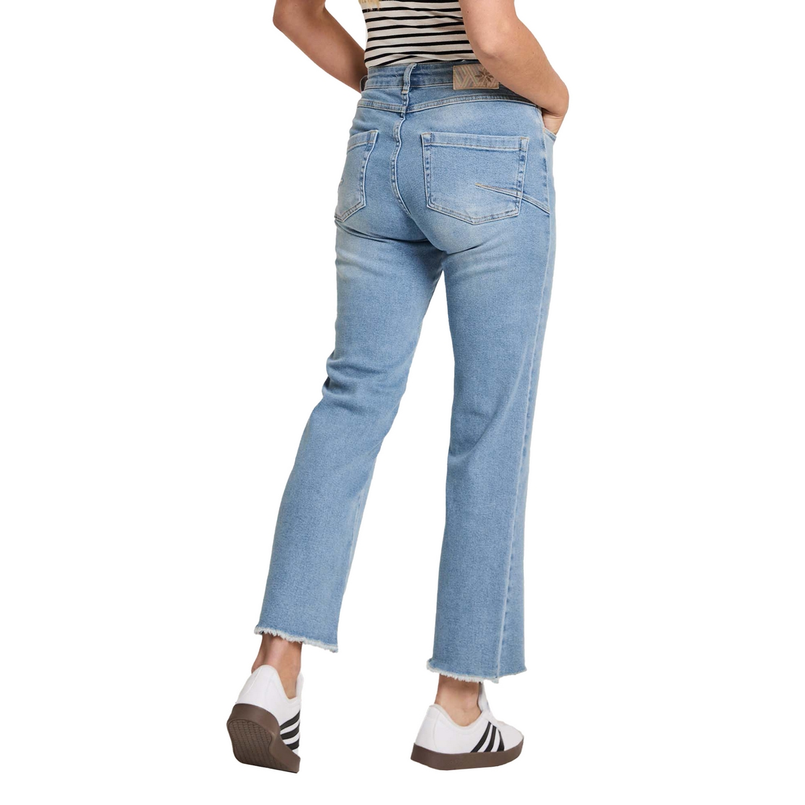 Para Mi Dames Capri Mila (mini Flare) Da Stone washed denim