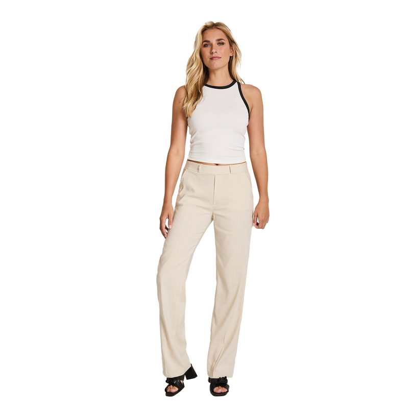 Para Mi Dames Jeans Hannah Flowy Linen Zand
