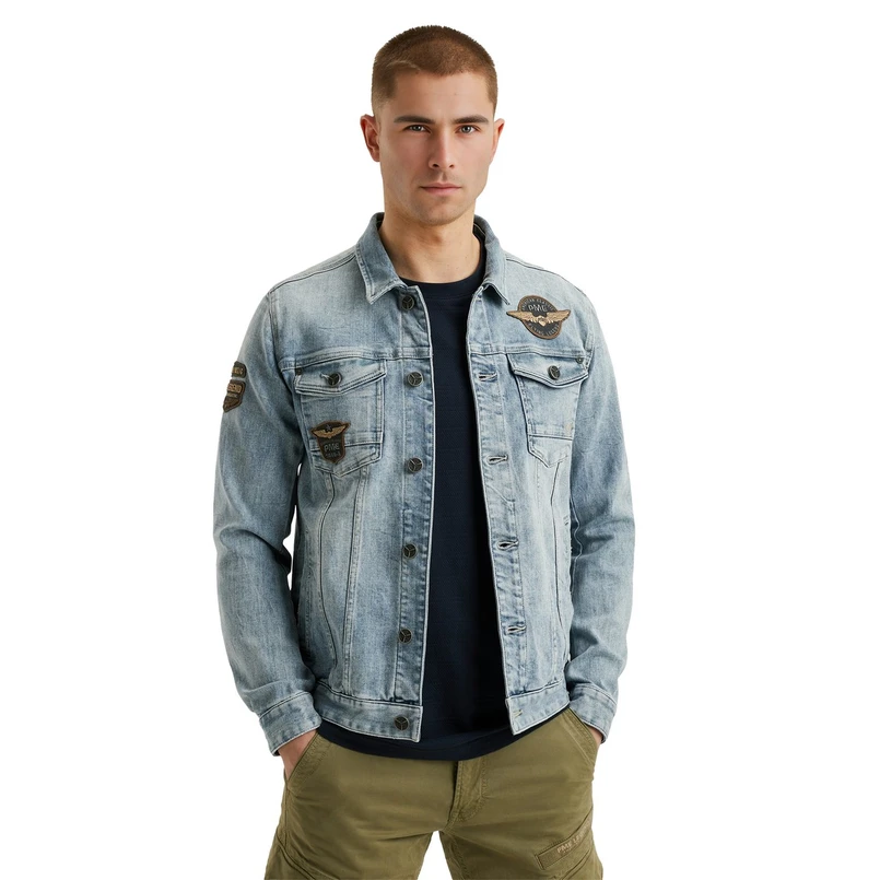 PME Legend Heren Jas Pdj2502701 Mid blue denim