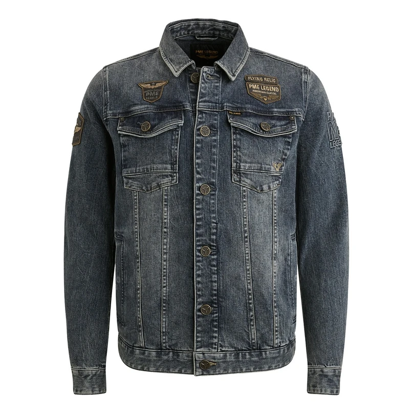 PME Legend Heren Jas Pdj2508715 Mid blue denim