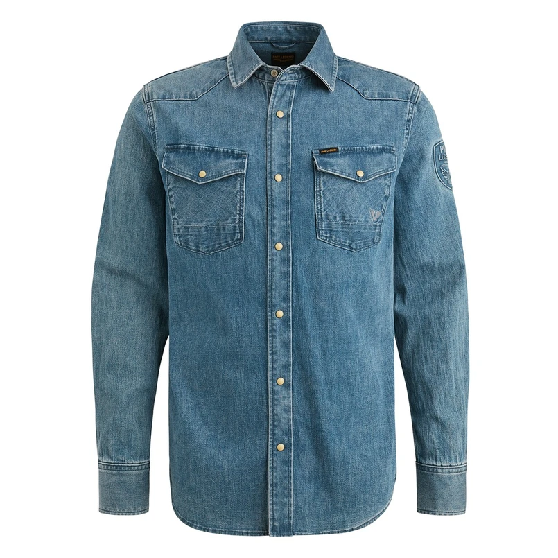 PME Legend Heren Overhemd Psd2502205 Grey denim