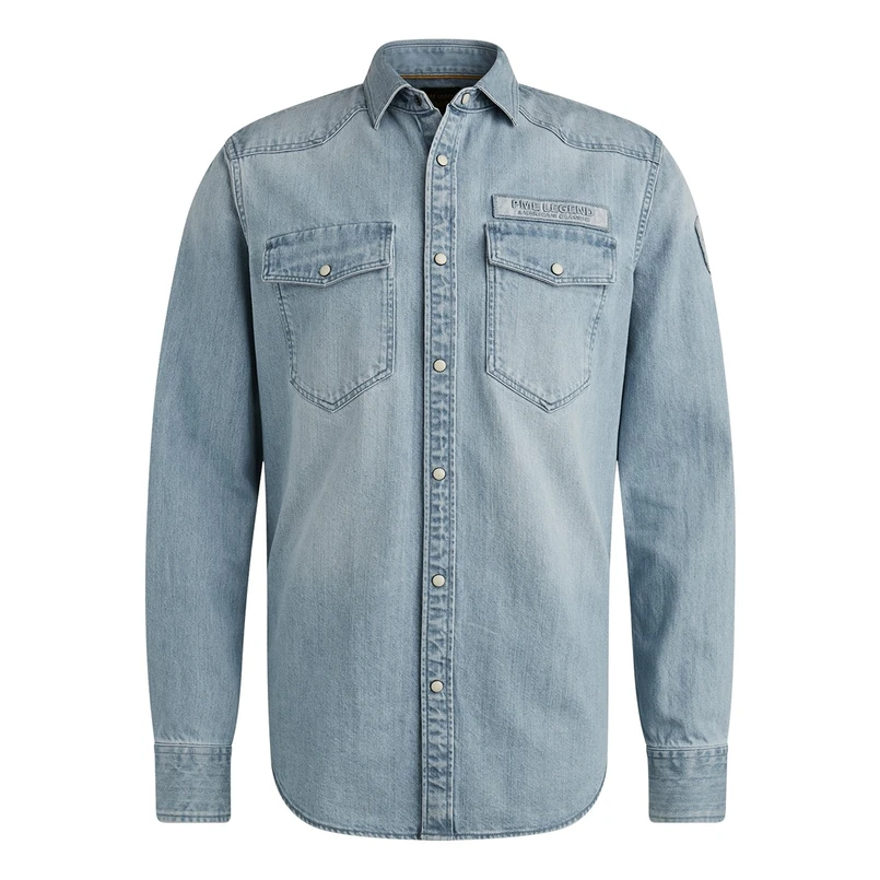 PME Legend Heren Overhemd Psi2411252 Mid blue denim