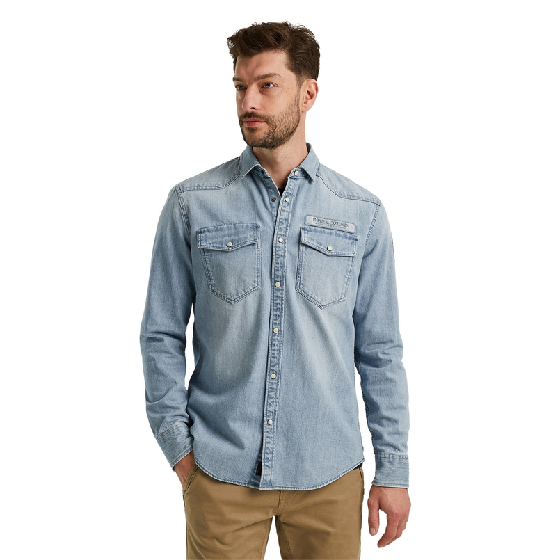 PME Legend Heren Overhemd Psi2411252 Mid blue denim