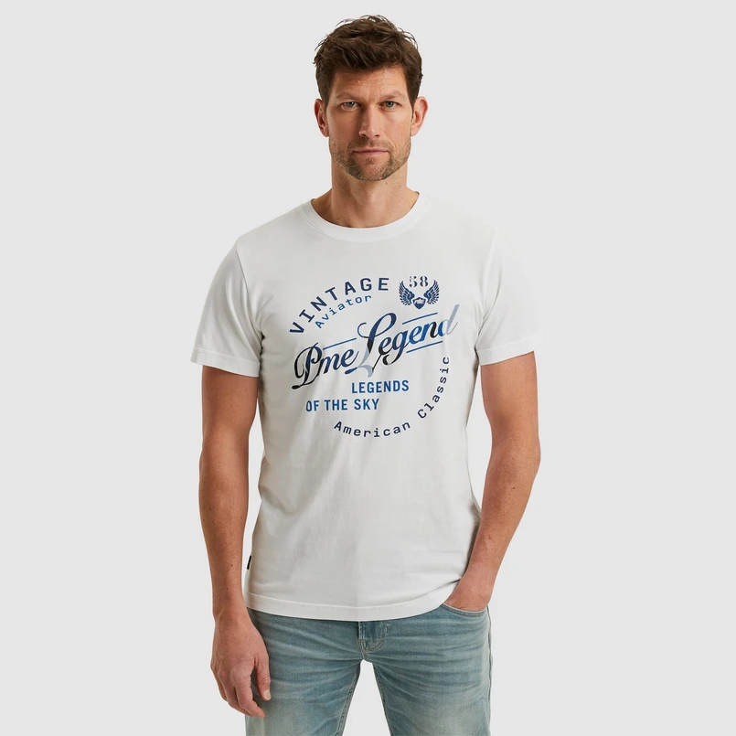 PME Legend Heren T-shirt Mptss2504596 WIT DESSIN