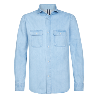 Profuomo Heren Overhemd Ppwf10007b Bleu