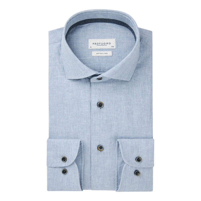 Profuomo Heren Overhemd Ppwh10012d Bleu