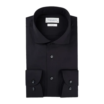 Profuomo Heren Overhemd Slim Fit Cutaway Kraag Zwart