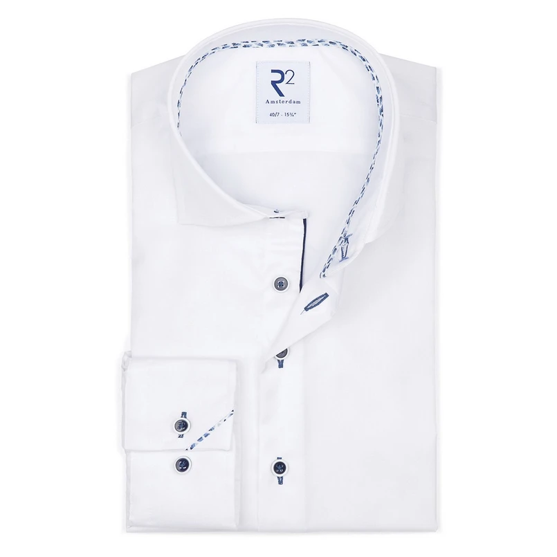 R2 Heren Overhemd Nos.twill.001/004 Wit
