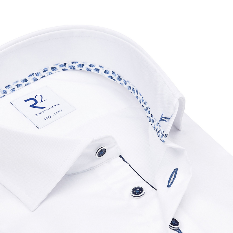 R2 Heren Overhemd Nos.twill.xls.001/00 Wit