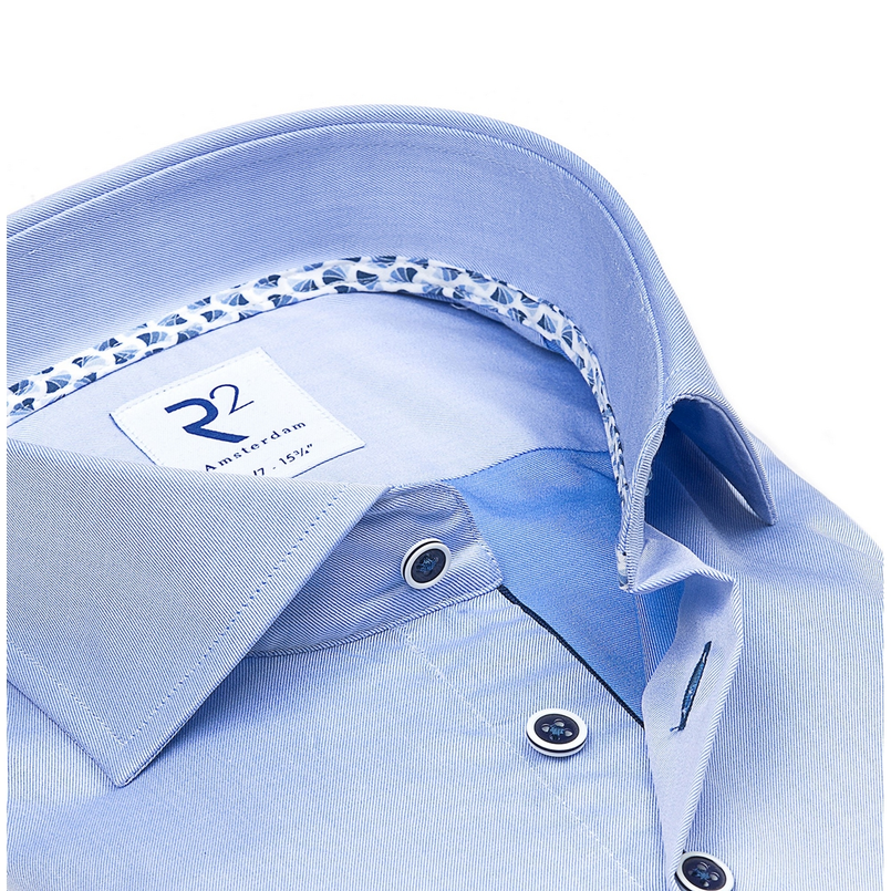 R2 Heren Overhemd Nos.twill.xls.002/01 Bleu