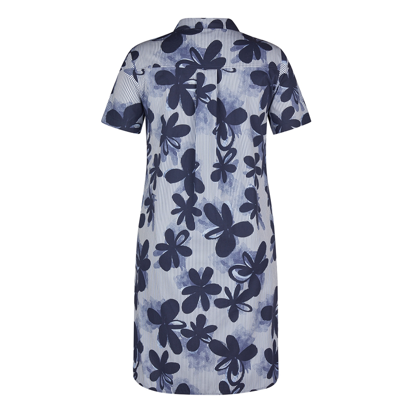 Rabe dames jurk doorknoop print Blauw dessin