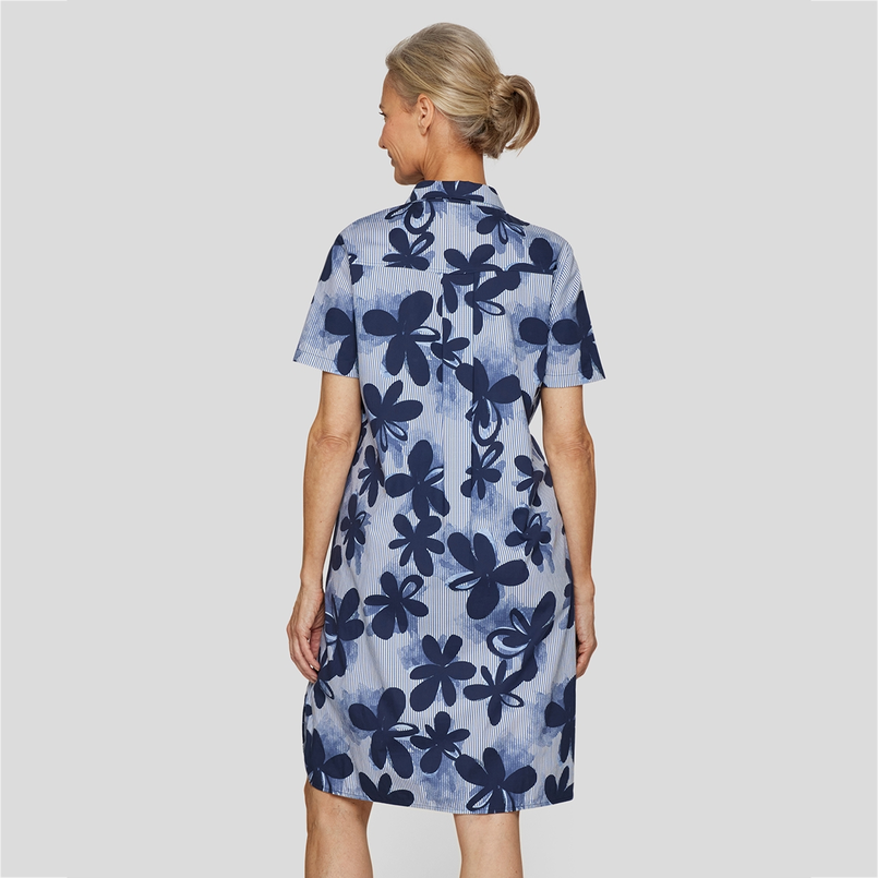 Rabe dames jurk doorknoop print Blauw dessin
