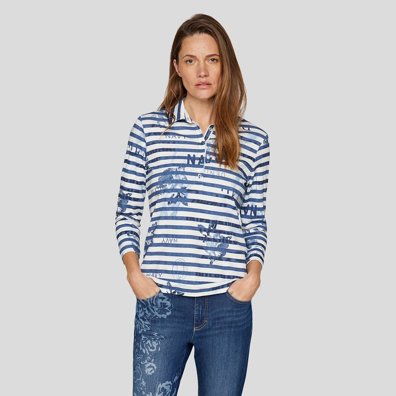 Rabe Dames Polo 54-113356 Blauw dessin