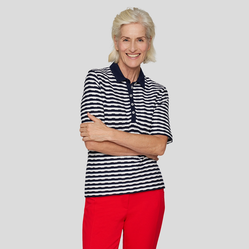 Rabe Dames Polo 54-123355 Blauw dessin