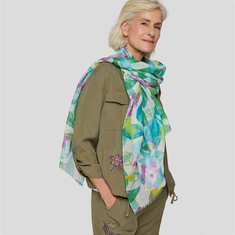 Rabe Dames Sjaal 54-221942 Groen dessin